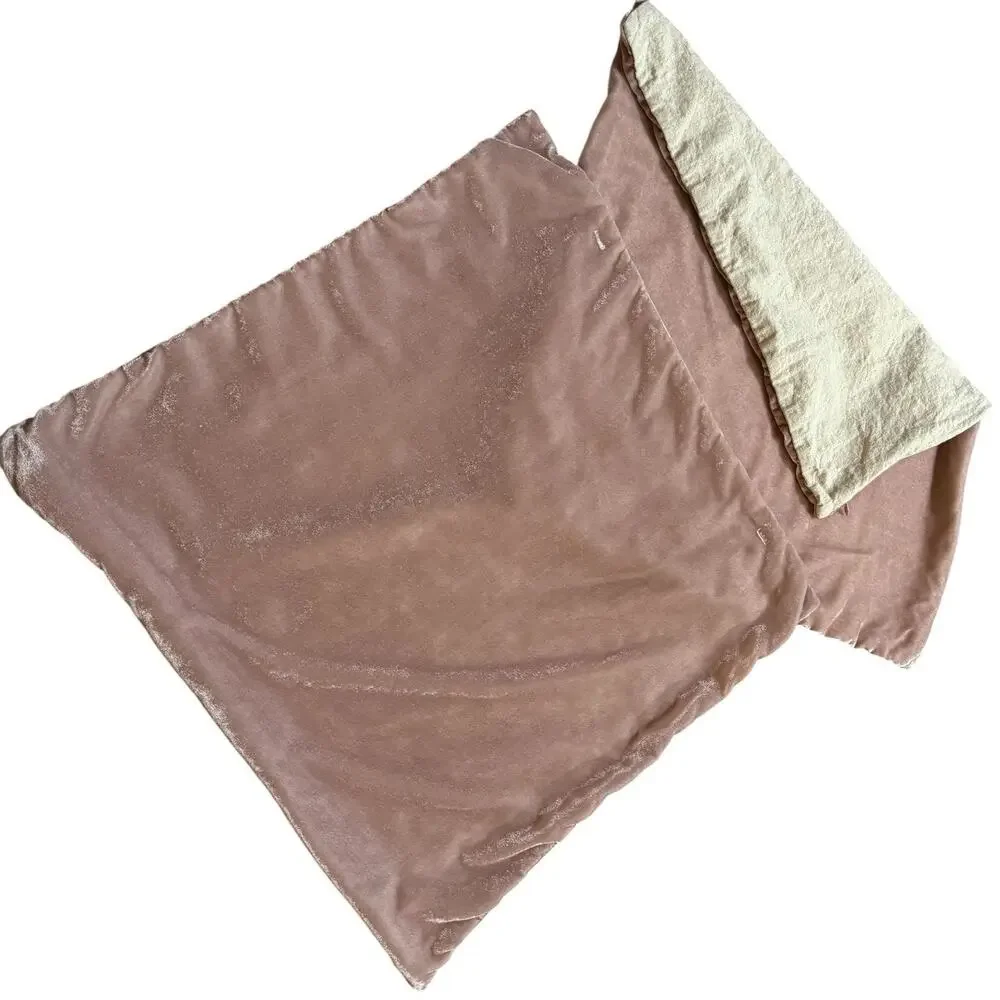 (2) West Elm Set of 2 Pillow Covers 20x20 Lush Velvet Dusty Pink Zipper Close